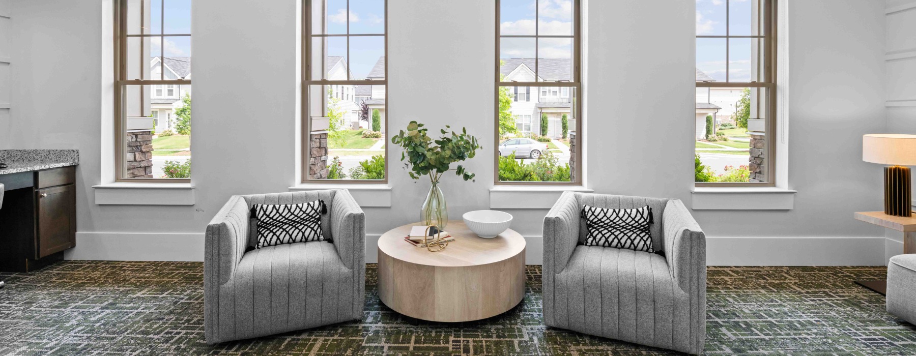 Inviting clubhouse lounge